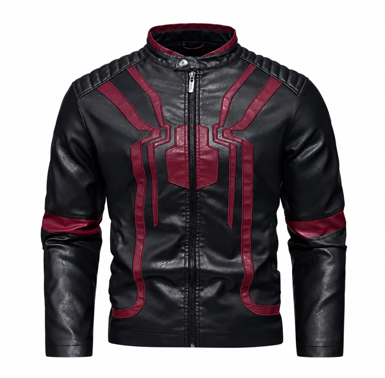 Chaqueta RAVENTO negra con diseño de araña granate